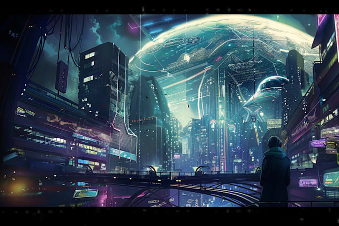 create futuristic cyberpunk city for you