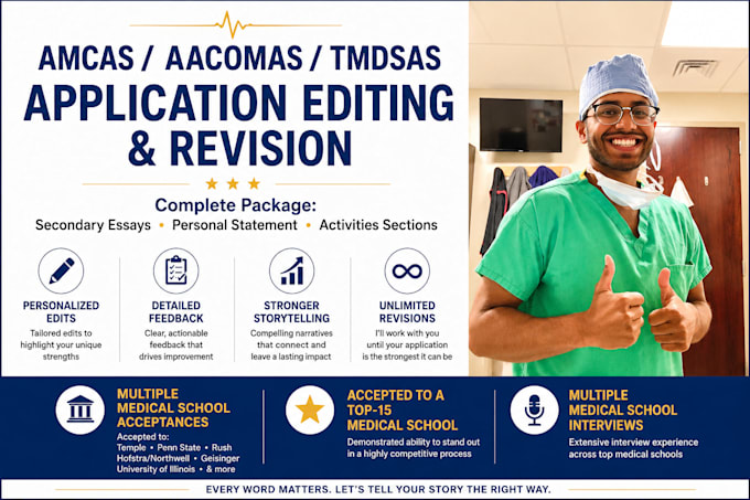 edit medical school personal statements, activities section, secondary essays