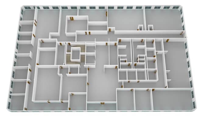 model and render bms floor plan with duct