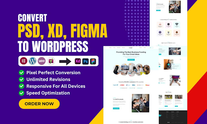 convert figma to wordpress, xd to wordpress, figma to elementor website design