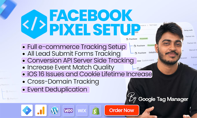 set facebook pixel, update shopify datalayer, capi, server side tracking by GTM