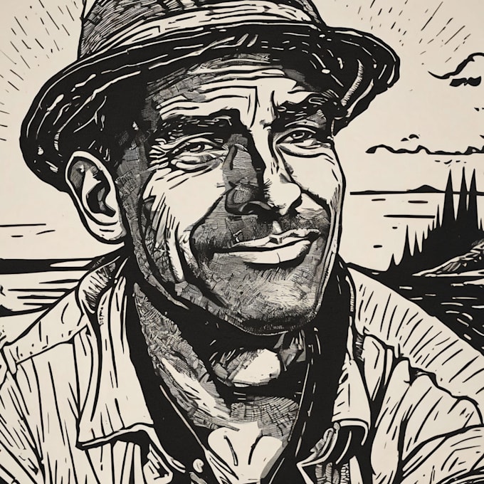 illustrate custom design with digital linocut technique