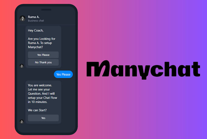 set manychat chatbot for coach social media page