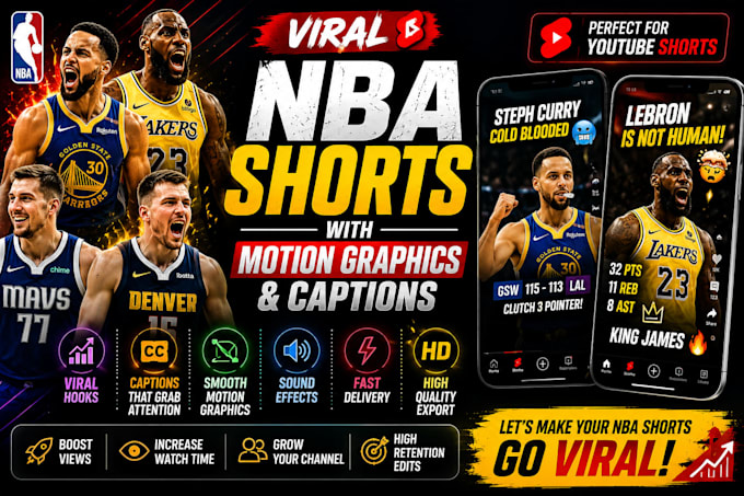 create viral nba shorts with motion graphics and captions