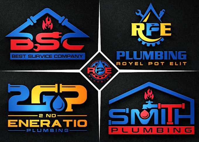 design plumbing, heating, oil gas, air conditioning, logo