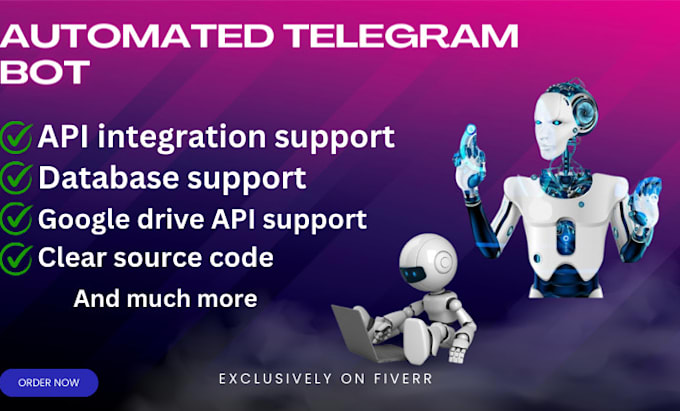 create a professional telegram bot with database and API