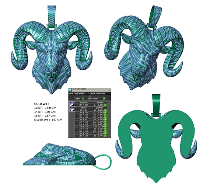3d cad model hip hop jewelry design