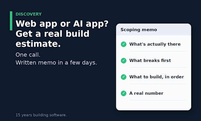 scope, review and estimate your web app or ai app build