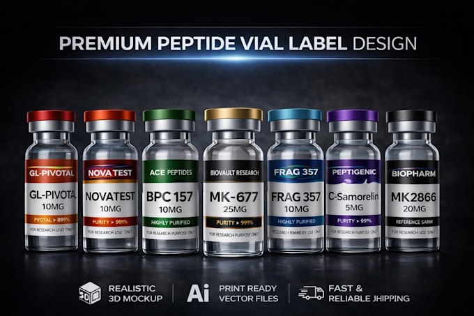 design peptide vial spray cosmetic product label