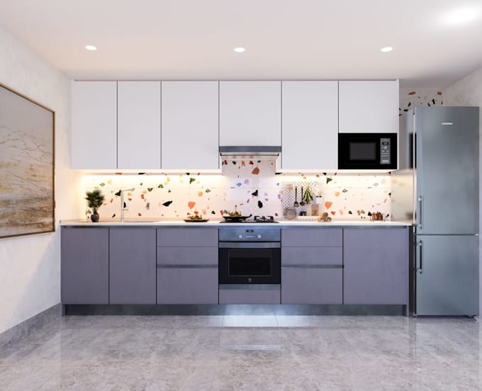 do kitchen interior design and 3d rendering kitchen design