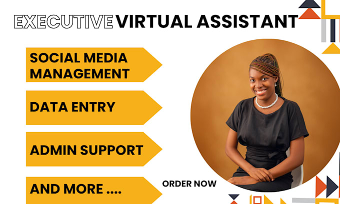 executive virtual assistant social media admin support manager data entry