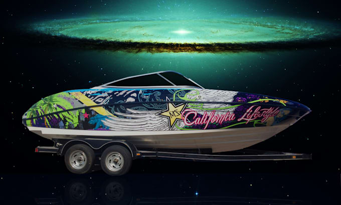 create unique boat wrap designs, jet ski, watercraft, surfboard,