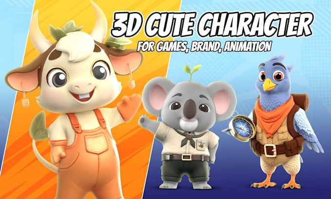 make cute 3d character modeling mascot or animal in blender cartoon style