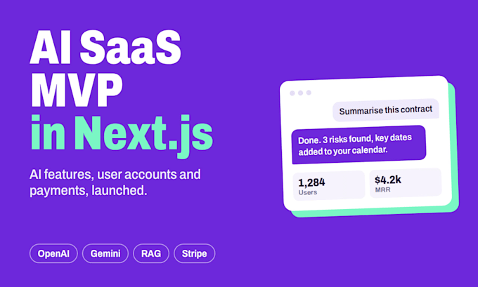 build ai saas mvp, ai web app and ai agent with nextjs and openai