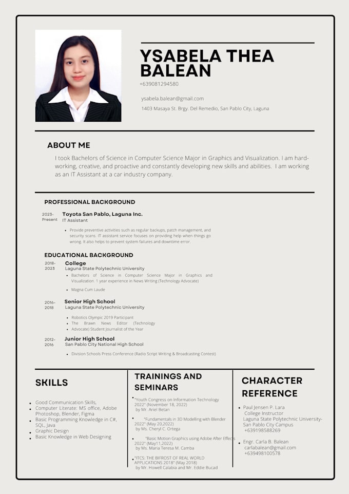 create your resume, make your picture formal, cover letter