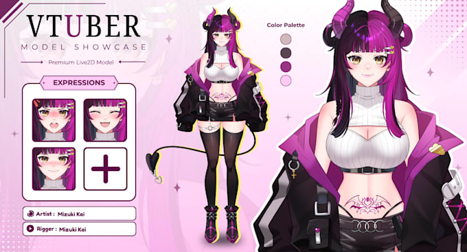 design and rig pro vtuber character in live 2d vtuber model and vtube studio