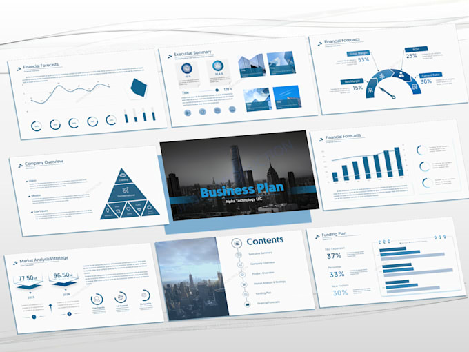 create tailored pitch deck in both english and chinese with live charts