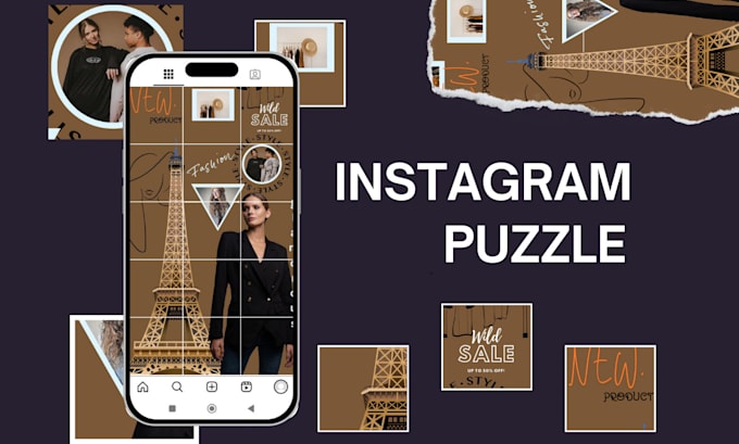 create a professional instagram puzzle feed or grid
