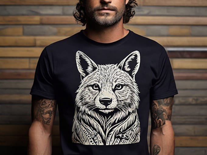 make a animal linocut tshirt design for brands
