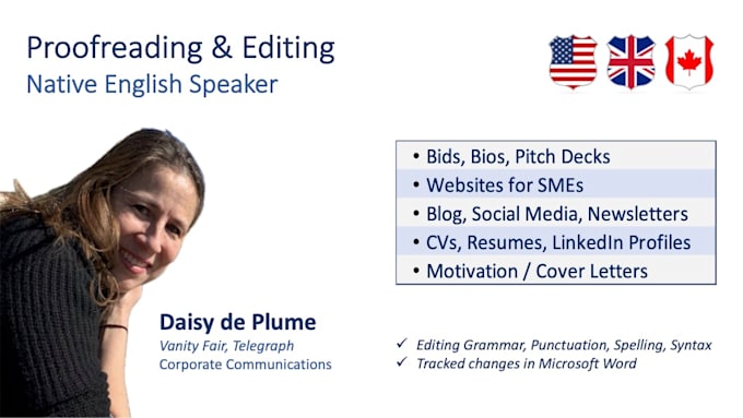 proofread and edit your website, bid, blog, CV and more