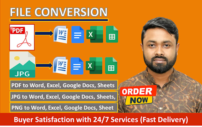 convert PDF to google docs, sheet, png to docs, sheet, jpg to word, excel