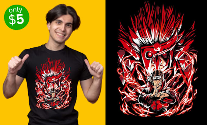 create awesome anime illustration for tshirt design