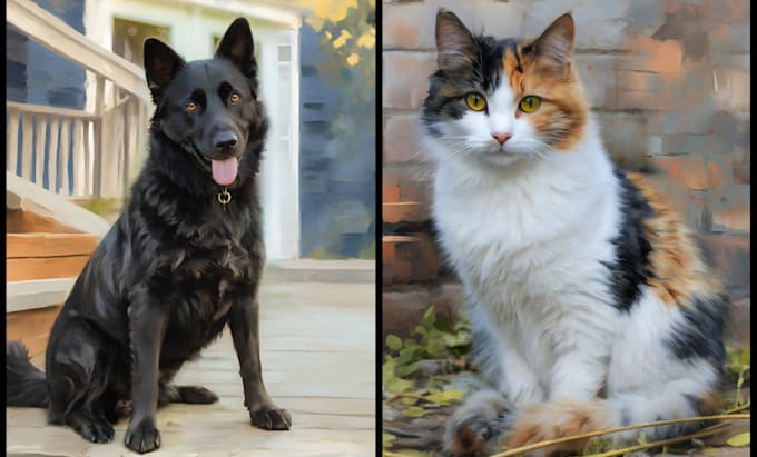 draw a realistic digital oil pet painting portrait