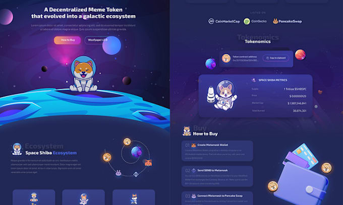 do crypto exchange website meme coin website token listing  ico landing page