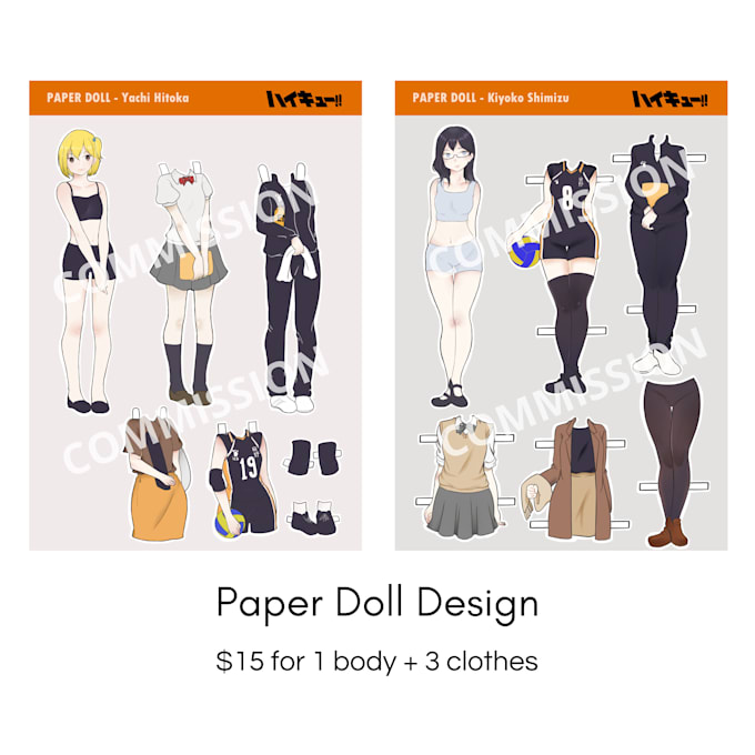 draw paper doll design of your character in anime style