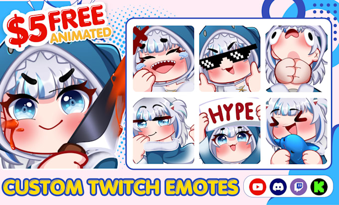 draw twitch emotes, chibi emotes, animated emotes, and sub badges for you