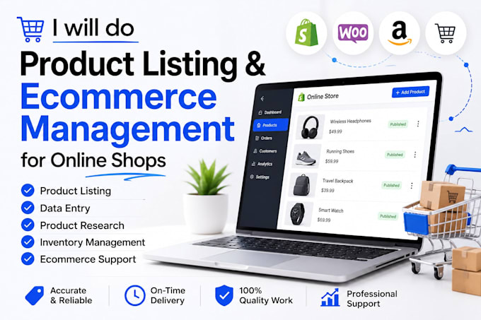 do product listing and ecommerce management for online shops