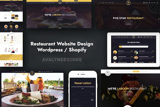 design restaurant website, food website wordpress or shopify