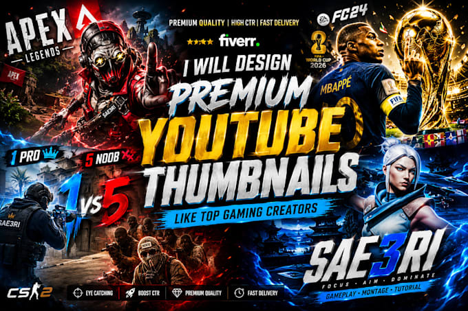 design premium youtube thumbnails like top gaming creators