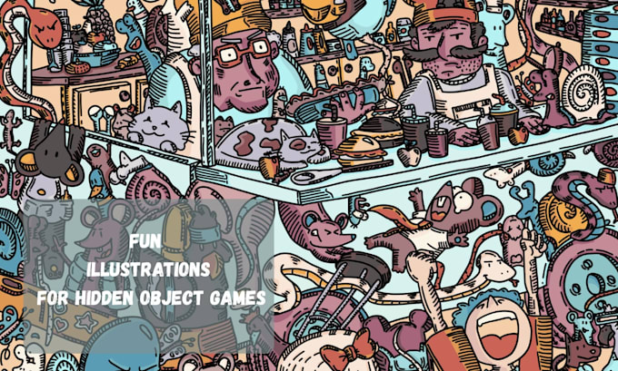 design  hidden object illustrations for books and games
