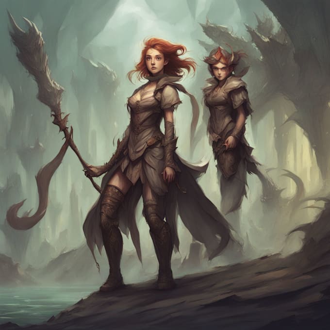 make a fantasy concept art illustration characters