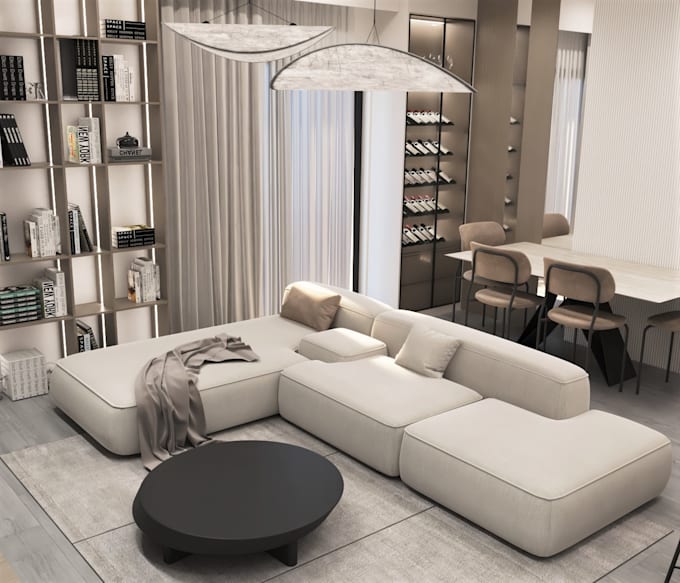 design your interior project with 3d modelling and rendering