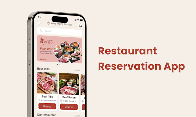 develop a restaurant reservation app, an online food ordering reservation system