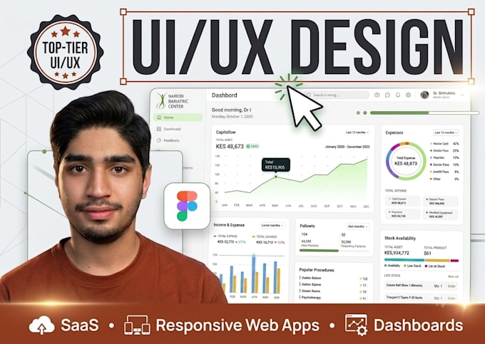 do saas dashboard design, web app design, ui ux design admin panel in figma