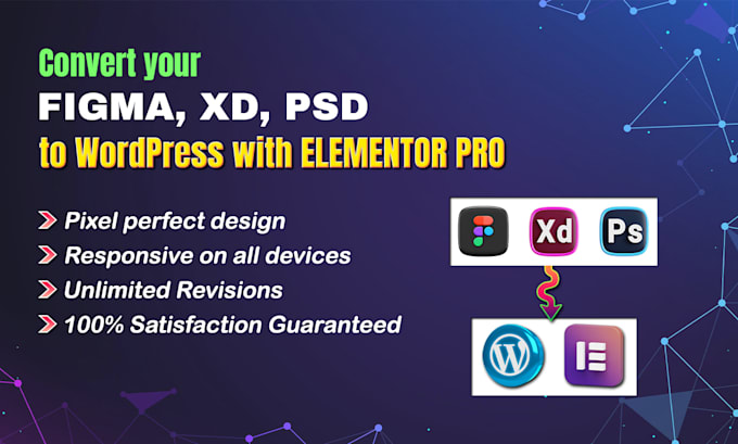 convert figma, xd, psd to wordpress site using elementor pro