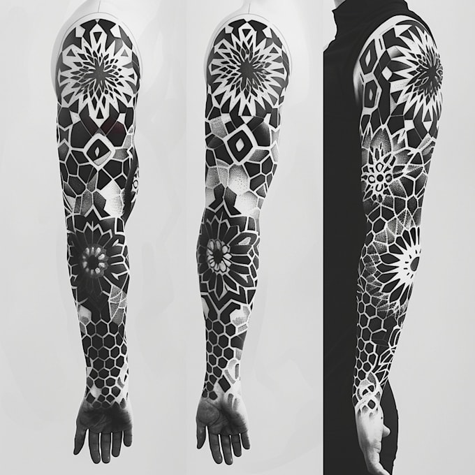 create sleeve tattoo design in geometric style