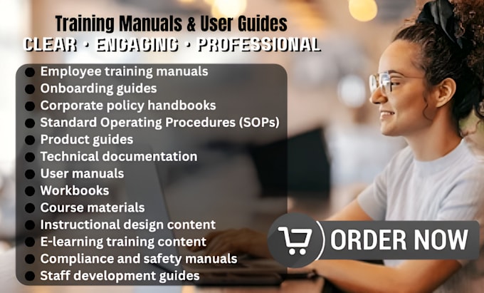 create training course manual, company manual, employee handbook and user guides