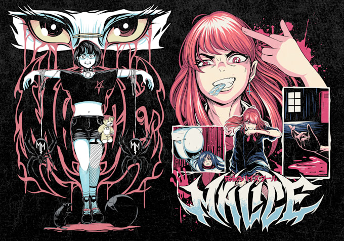 make illustration with dark gothic manga style