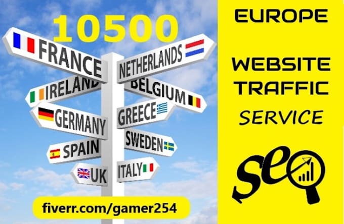 send 10500 european website traffic, europe visitors only