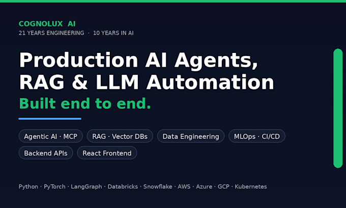 build ai agents, rag chatbots, llm apps with data, cloud and devops end to end