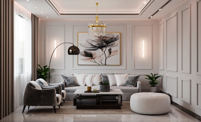 render 3d interior, interior design, house, restaurant