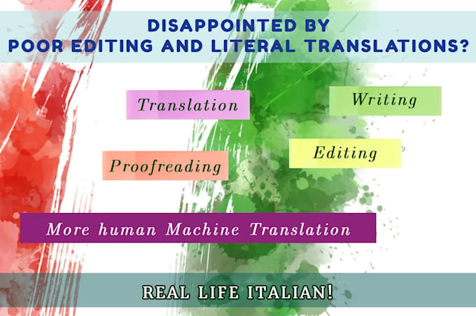 translate english to italian, proofread, write content