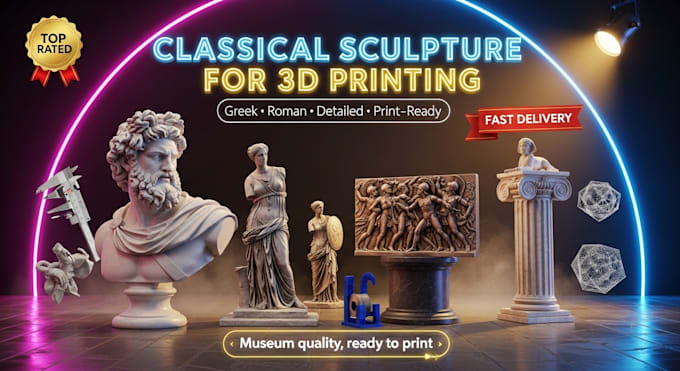 classical sculpture for 3d printing, detailed, museum quality, fast delivery
