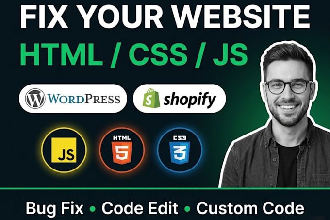 fix HTML, CSS, and js code of wordpress and shopify websites