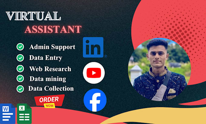 virtual assistant services for data entry, web research and excel