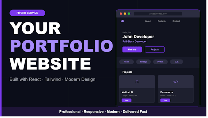 build your professional portfolio with react and tailwind